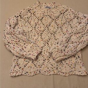 Gaudie confetti sprinkles mock neck open knit sweater M